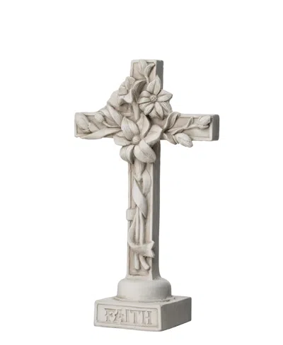 Glitzhome Holy Cross With Lily Garden Statue In White