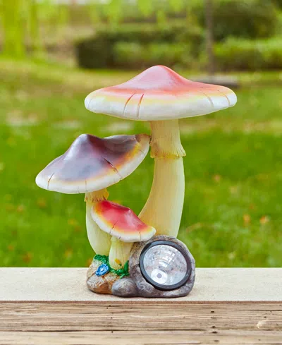 Shop Glitzhome Solar Powered Vibrant Mushrooms Garden Statue In Multi