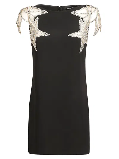 Shop Dsquared2 Starry Night Dress In Black