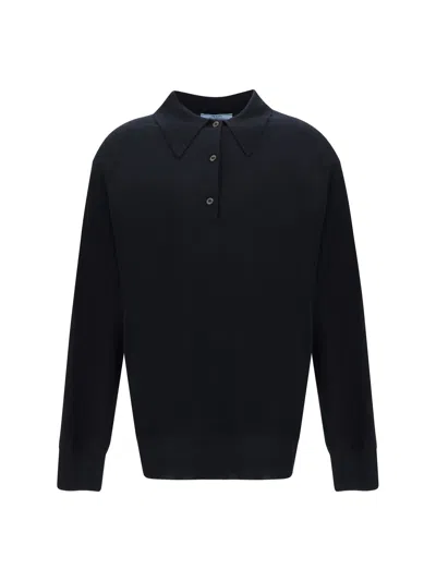 Shop Prada Polo Shirt In Black