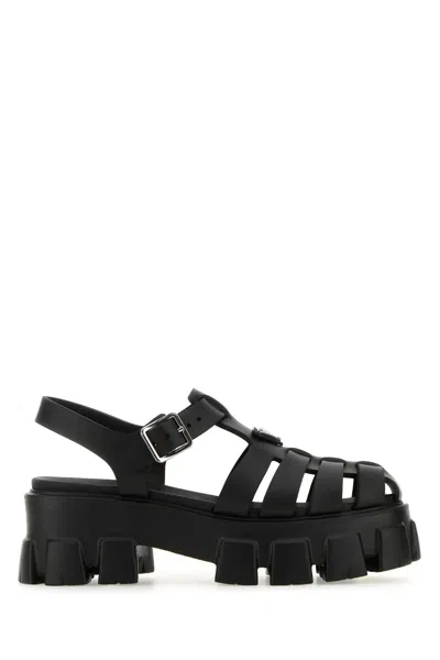 Shop Prada Black Rubber Sandals