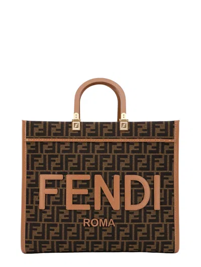Shop Fendi Sunshine Handbag In Brown