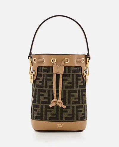 Shop Fendi Mini Mon Tresor Jacquard Bag In Brown
