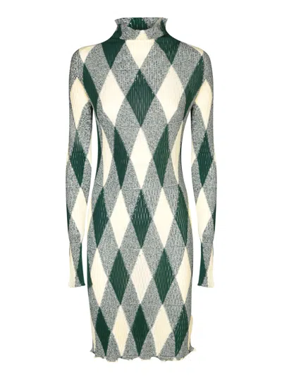 Shop Burberry Green Diamond Dress