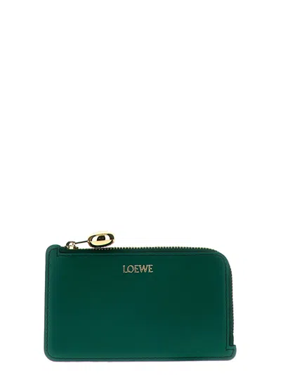 Shop Loewe Embossed Logo Card Holder In Green