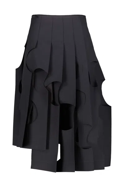 Shop Comme Des Garçons Pleated Skirt In Navy