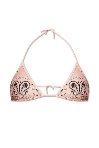 Shop Palm Angels Paisley-printed Halterneck Triangle Bikini Top In Pink