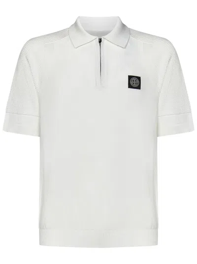 Shop Stone Island Polo Shirt In White
