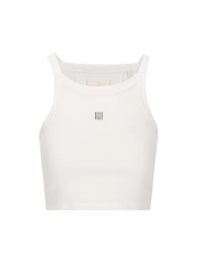 Shop Givenchy 4g Plaque Cropped Tank Top In White