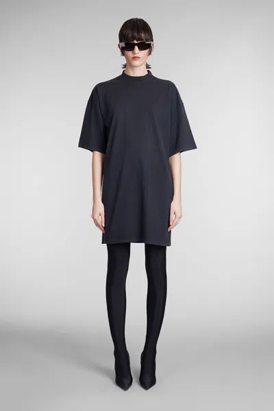 Shop Balenciaga Dress In Black Cotton