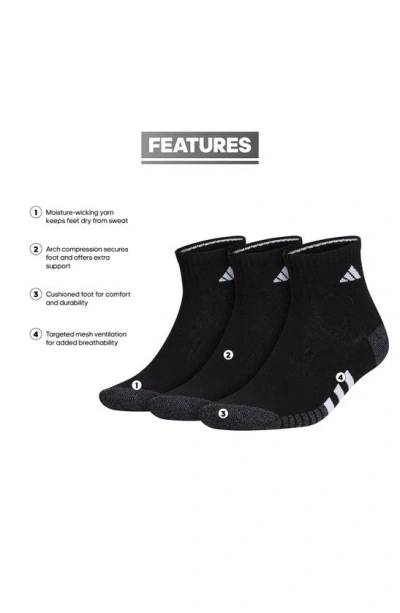 Adidas Originals 3-pack Cushioned High Quarter Socks In Black/ Grey/ White