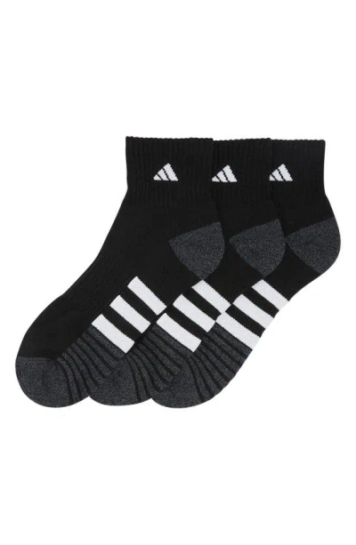 Adidas Originals 3-pack Cushioned High Quarter Socks In Black/ Grey/ White