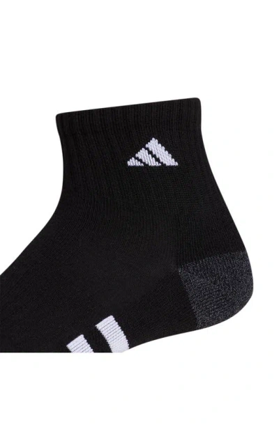 Adidas Originals 3-pack Cushioned High Quarter Socks In Black/ Grey/ White