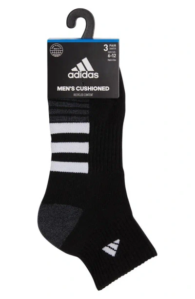 Shop Adidas Originals 3-pack Cushioned High Quarter Socks In Black/ Grey/ White