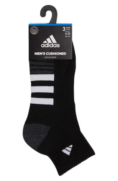 Adidas Originals 3-pack Cushioned High Quarter Socks In Black/ Grey/ White