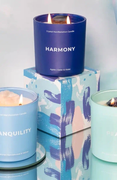 Shop Jill & Ally Harmony Agate Crystal Intention Candle In Blue