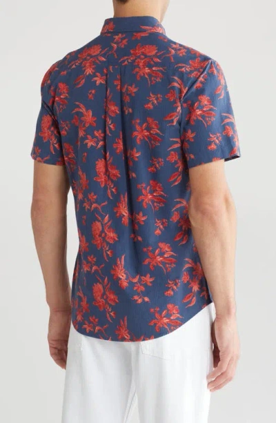 Shop 14th & Union Floral Print Seersucker Button-down Shirt In Navy- Red Painted Floral