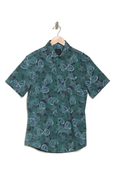 Shop 14th & Union Palm Print Seersucker Button-down Shirt In Navy- Blue Exotic Palms
