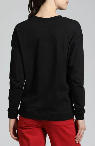 Shop Apny Side Zip Long Sleeve Cotton Pullover In Black