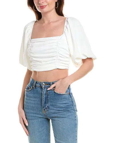 Shop Isla Ciel Ruched Crop Blouse In White