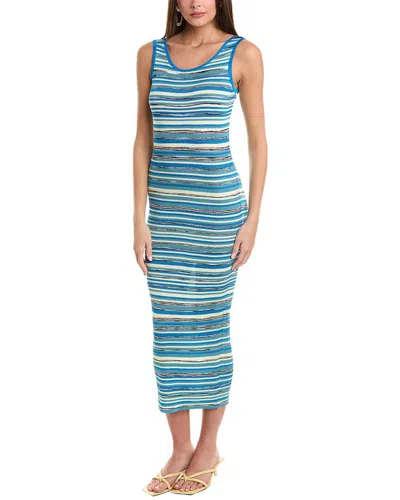 Shop M Missoni Ribbed Knit Maxi Dress In Blue