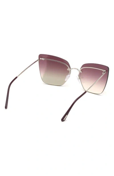 Shop Tom Ford 63mm Butterfly Sunglasses In Shiny Palladium / Gradient