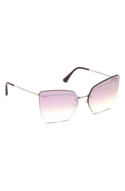 Shop Tom Ford 63mm Butterfly Sunglasses In Shiny Palladium / Gradient