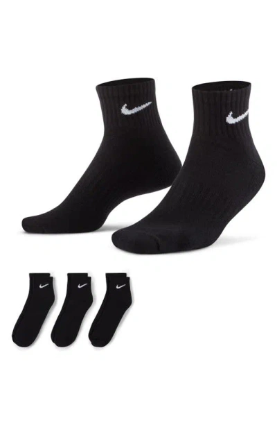 Nike Kids' Assorted 3-pack Dri-fit Everyday Cushioned Ankle Socks In Black/ White