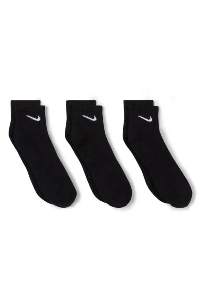 Nike Kids' Assorted 3-pack Dri-fit Everyday Cushioned Ankle Socks In Black/ White