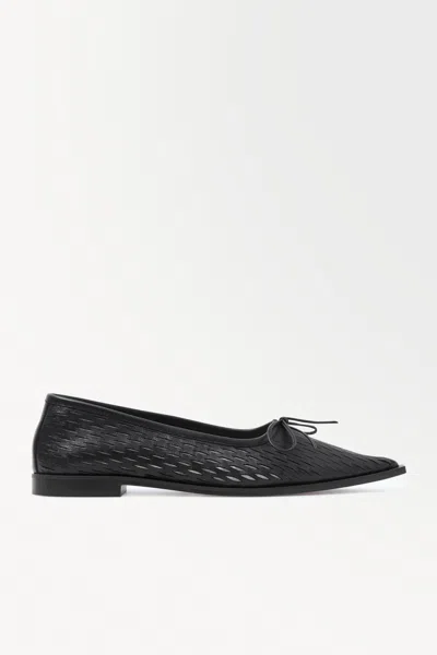Shop Cos The Perforated Leather Ballet Flats In Black