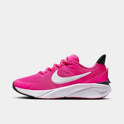 Nike Little Girls Star Runner 4 Casual Sneakers From Finish Line In Fierce Pink/black/playful Pink/white