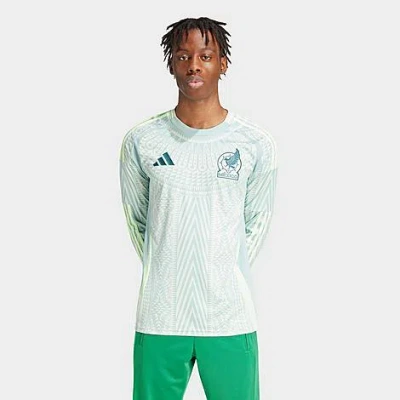 Shop Adidas Originals Adidas Men's Mexico 2024 Away Long-sleeve Soccer Jersey In Linen Green