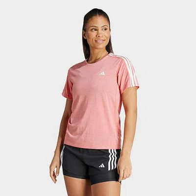 Shop Adidas Originals Adidas Women's Own The Run 3-stripes T-shirt In Preloved Scarlet Mélange