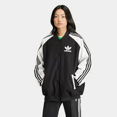 Shop Adidas Originals Adidas Women's Superstar Oversized Vrct Track Jacket In White/black