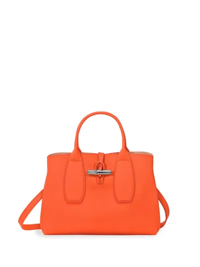 Shop Longchamp `roseau` Medium Handbag In Yellow