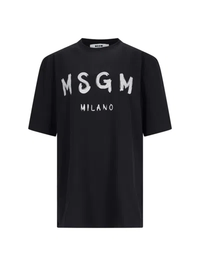 Shop Msgm Printed T-shirt In Black  