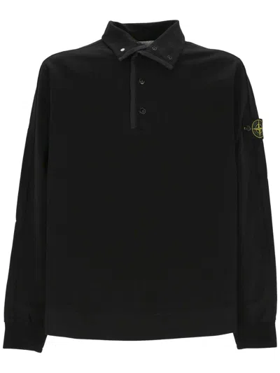 Shop Stone Island Long-sleeved Polo Shirt In Blu