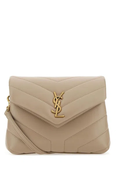 Shop Saint Laurent Cappuccino Leather Toy Loulou Crossbody Bag In Beige