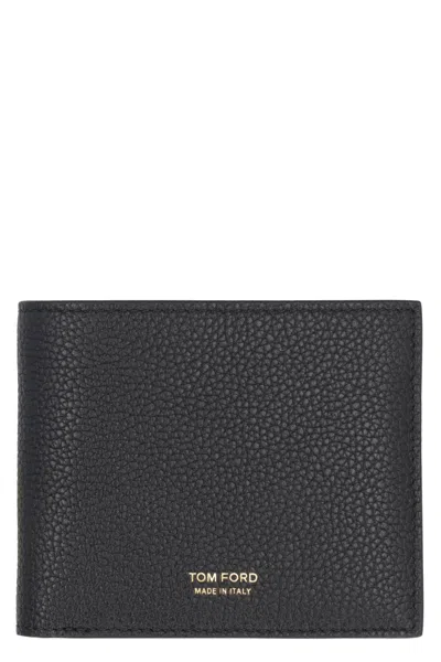 Shop Tom Ford Leather Flap-over Wallet In Black