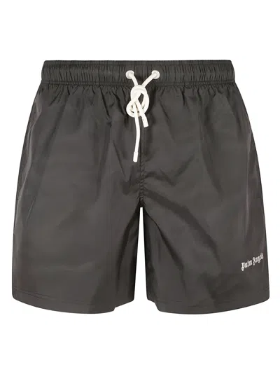 Shop Palm Angels Classic Logo Swim Shorts In Black/off White