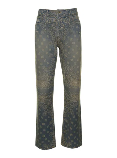 Shop Amiri Bandana Jacquard Straight Jean In Blu