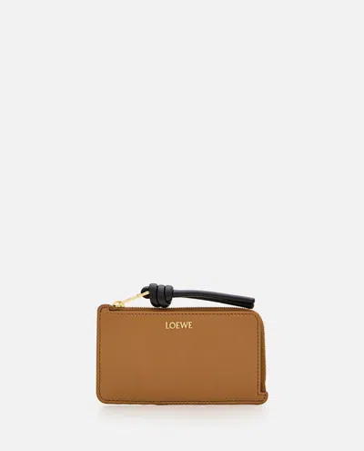 Shop Loewe Knot Coin Leather Cardholder In Brown