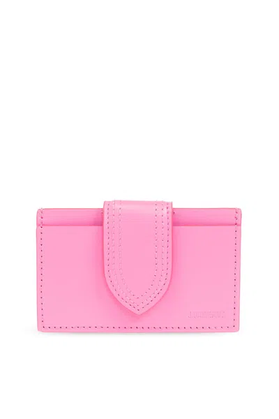 Shop Jacquemus Leather Card Case In Fuchsia