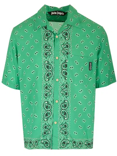 Shop Palm Angels Bowling Shirt In Green