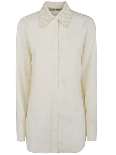 Shop Golden Goose Long Sleeved Embellished Shirt In Heritage White