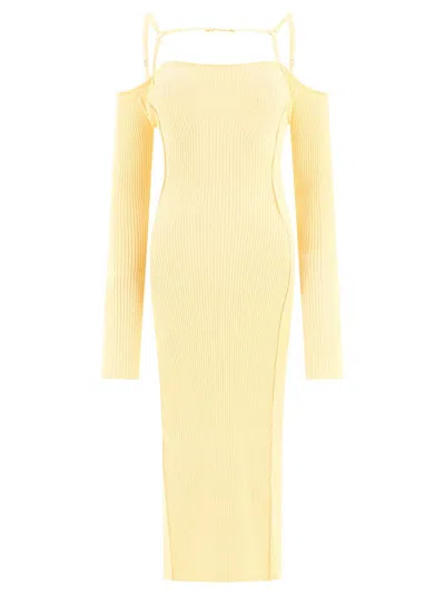 Shop Jacquemus La Robe Sierra Long Sleeve Lingerie Dress In Ivory
