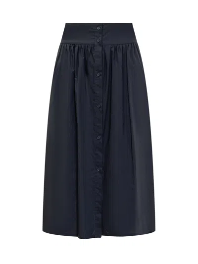 Shop Woolrich Long Cotton Skirt In Melton Blue