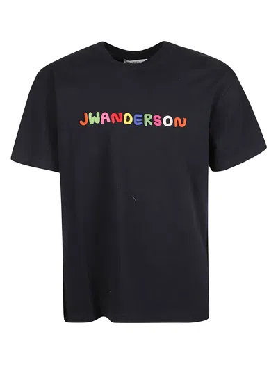 Shop Jw Anderson J.w. Anderson Logo Embroidery T-shirt In Navy