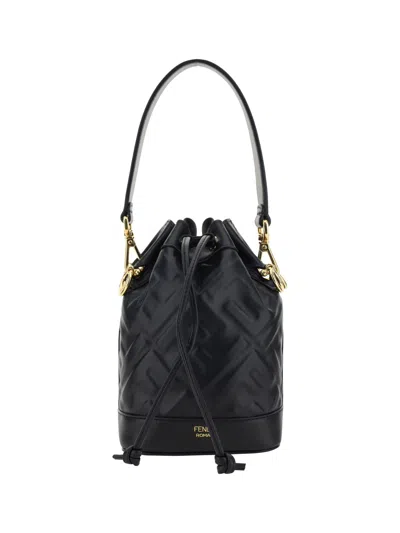 Shop Fendi Mon Tresor Bucket Bag In Nero+oro Soft