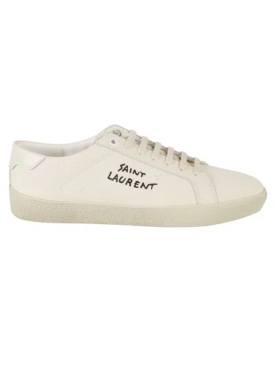 Shop Saint Laurent Sl06 Signature Low Top Sneakers In Panna